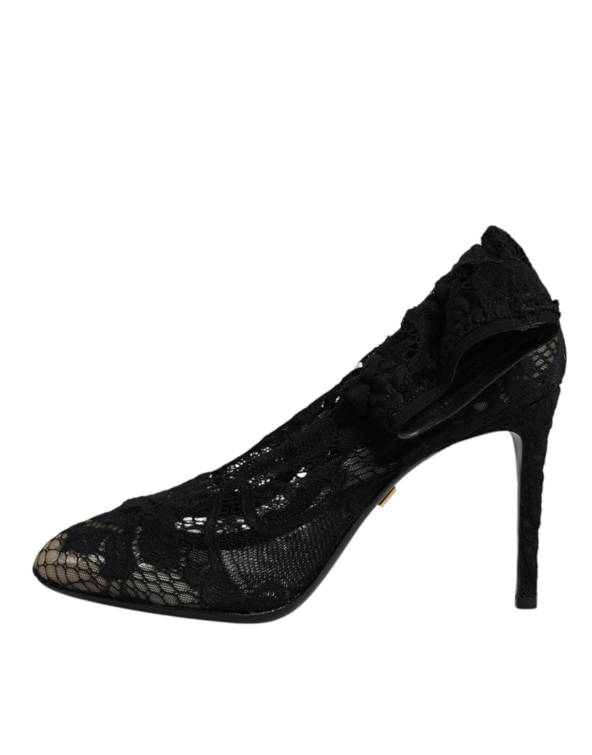 Dolce & Gabbana Black Stretch Lace Mid-Calf Boots