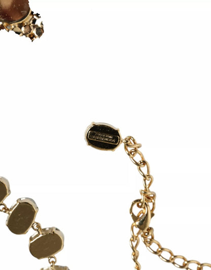 Dolce & Gabbana Gold-Messing-Gliederkette Rose Petal Crystal Halskette
