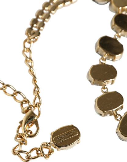 Dolce & Gabbana Gold-Messing-Gliederkette Rose Petal Crystal Halskette