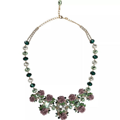 Dolce & Gabbana Gold-Messing-Gliederkette Rose Petal Crystal Halskette