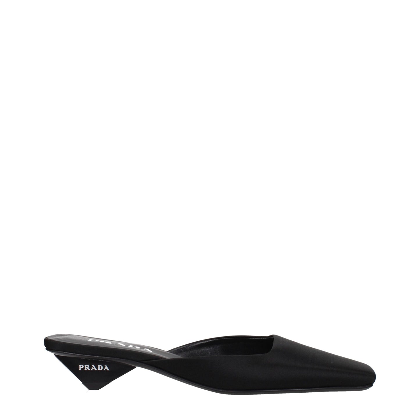 Prada Schwarze Satin-Flachsandalen