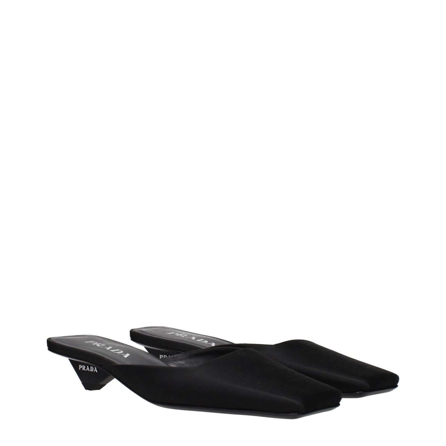 Prada Schwarze Satin-Flachsandalen