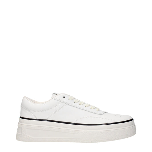 Jil Sander Weiße Leder Plateau-Sneaker