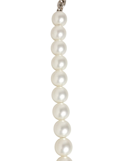 Dolce & Gabbana Schwarzes Leder Perle Kette Tasche Accessoire Schulterriemen