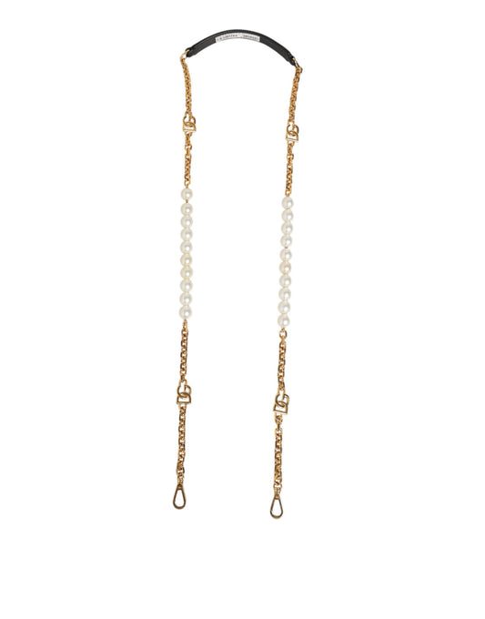 Dolce & Gabbana Schwarzer Leder-Schulterriemen mit goldfarbener Kette