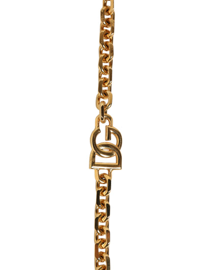 Dolce & Gabbana Schwarzes Leder Goldkette Tasche Accessoire Schulterriemen