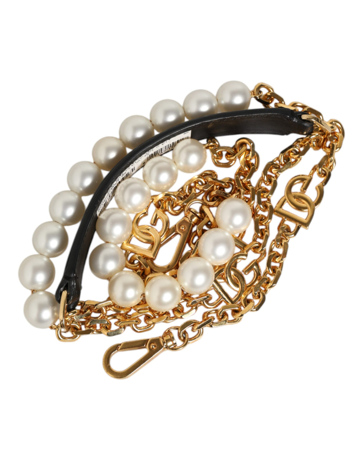 Dolce & Gabbana Borsa a tracolla con catena nera in pelle e ottone e materiale plastico