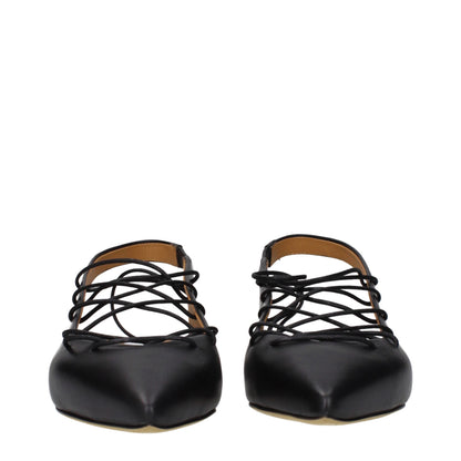 Moschino Schwarze Leder-Ballerinas