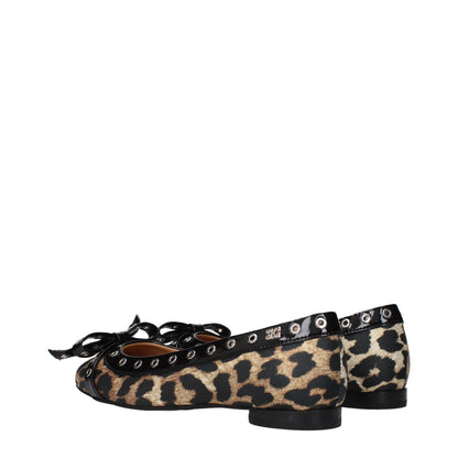 Ganni Braune Stoff-Ballett-Flats
