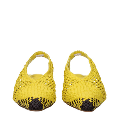 Jacquemus Gelbe Leder-Sandalen mit flacher Sohle