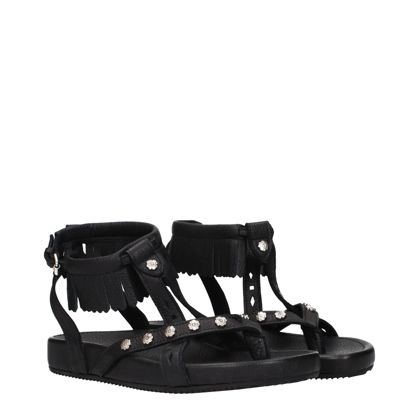 Isabel Marant Schwarze flache Sandalen aus Leder