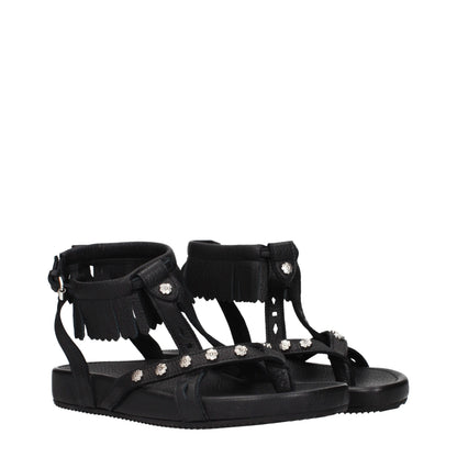 Isabel Marant Schwarze flache Sandalen aus Leder