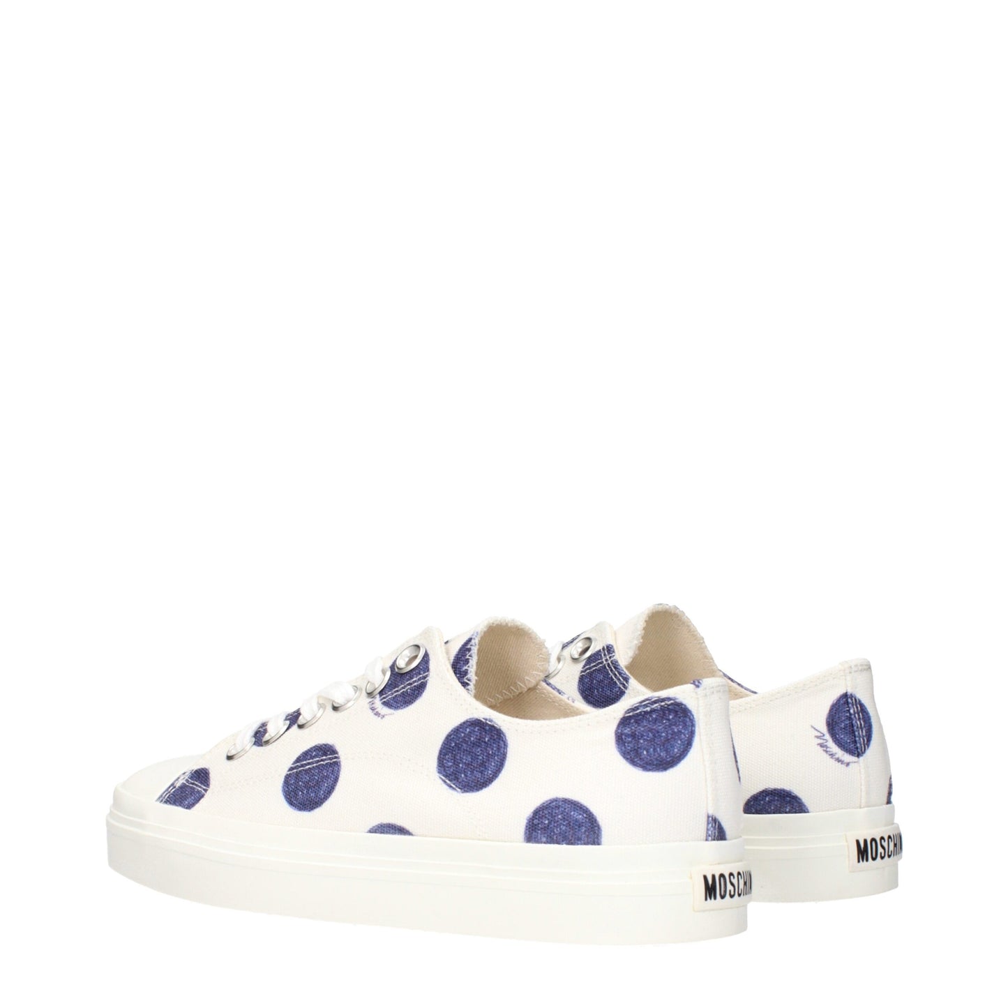 Moschino Weiße Stoff-Sneaker mit niedrigem Schaft