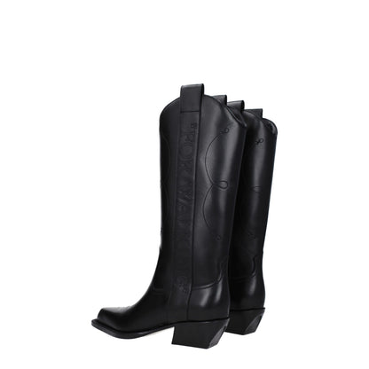 Off-White Schwarze Lederstiefel