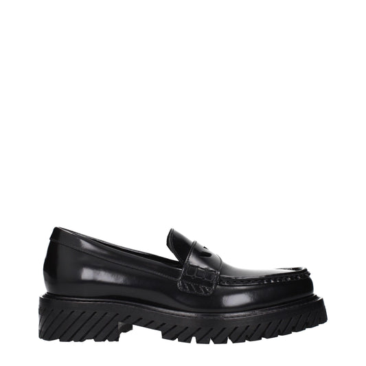 Off-White Schwarze Leder Loafer zum Hineinschlüpfen