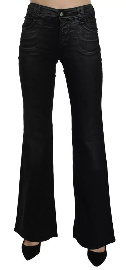 John Galliano Schwarze gewaschene Jeans mit hoher Taille ausgestelltem Denim Freizeithose
