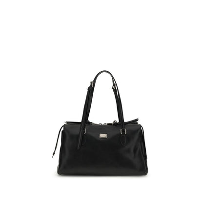 Dolce & Gabbana Schwarze Bos Taurus Kalbsleder Schultertasche