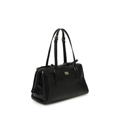 Dolce & Gabbana Schwarze Bos Taurus Kalbsleder Schultertasche