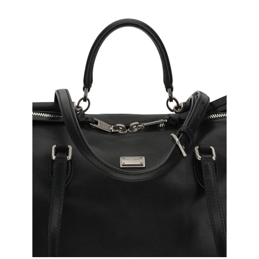 Dolce & Gabbana Schwarze Bos Taurus Kalbsleder Schultertasche