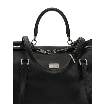 Dolce & Gabbana Schwarze Bos Taurus Kalbsleder Schultertasche
