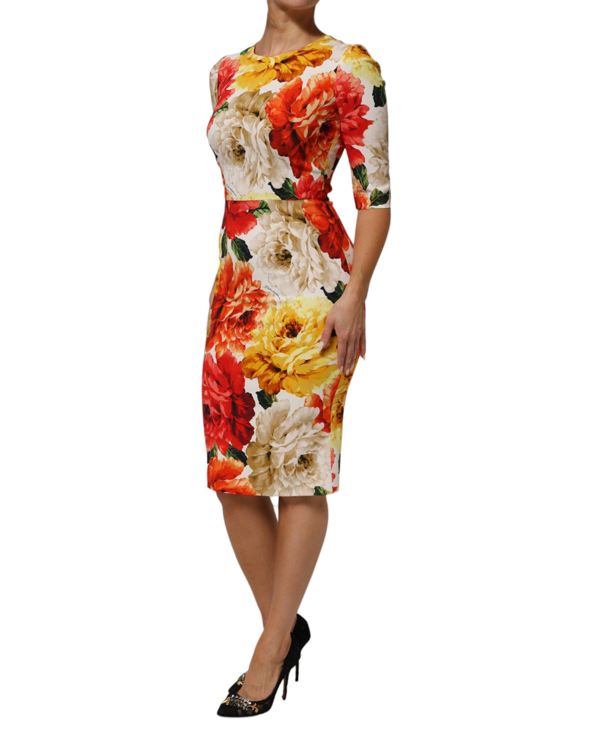 Dolce & Gabbana multicolor viscose sheath dress with floral print