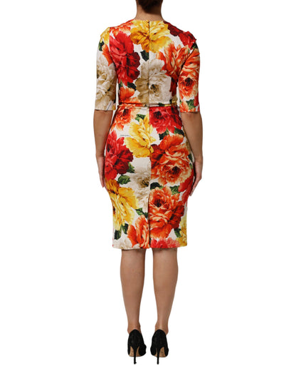 Dolce & Gabbana multicolor viscose sheath dress with floral print