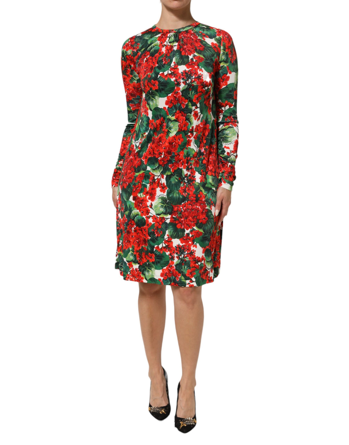 Dolce & Gabbana Mehrfarbiges kurzes Portofino-Kleid mit Blumenmuster