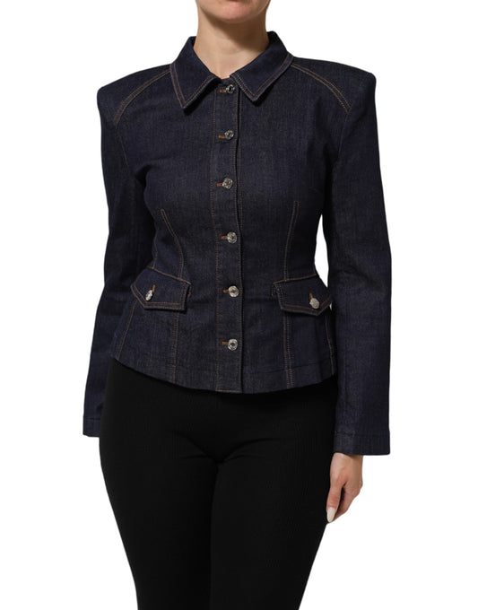 Dolce & Gabbana dark blue cotton denim jacket with collar