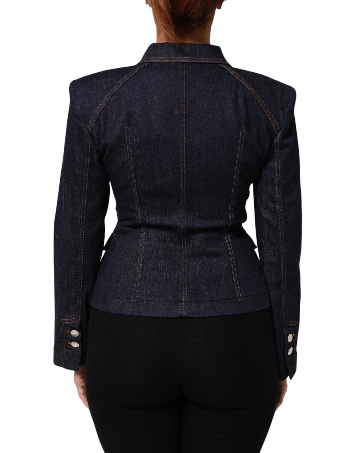 Dolce & Gabbana Dunkelblaue Baumwoll-Jeansjacke mit Kragen