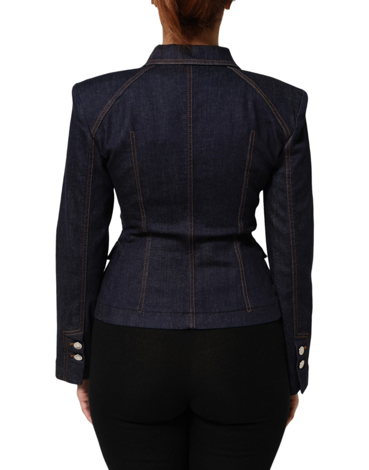 Dolce & Gabbana Dunkelblaue Denim-Jacke aus Baumwoll-Stretch