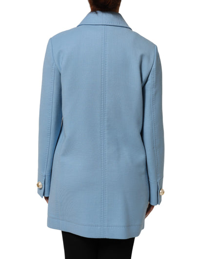 Dolce & Gabbana Blue Buttoned Trench Coat Jacket