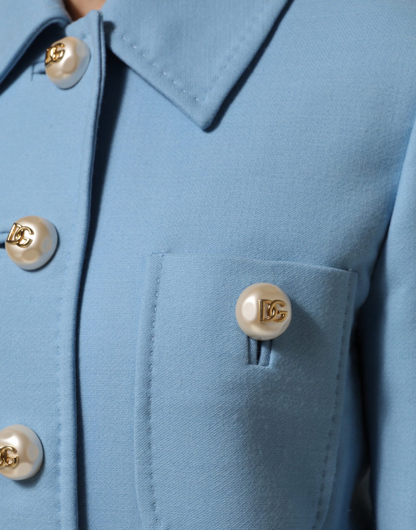 Dolce & Gabbana Blauer geknöpfter Trenchcoat Jacke