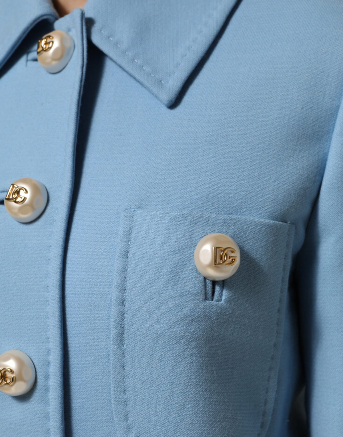 Dolce & Gabbana Blue Buttoned Trench Coat Jacket