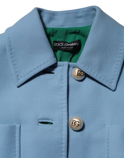 Dolce & Gabbana Blauer geknöpfter Trenchcoat Jacke