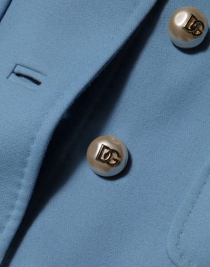 Dolce & Gabbana Blauer geknöpfter Trenchcoat Jacke