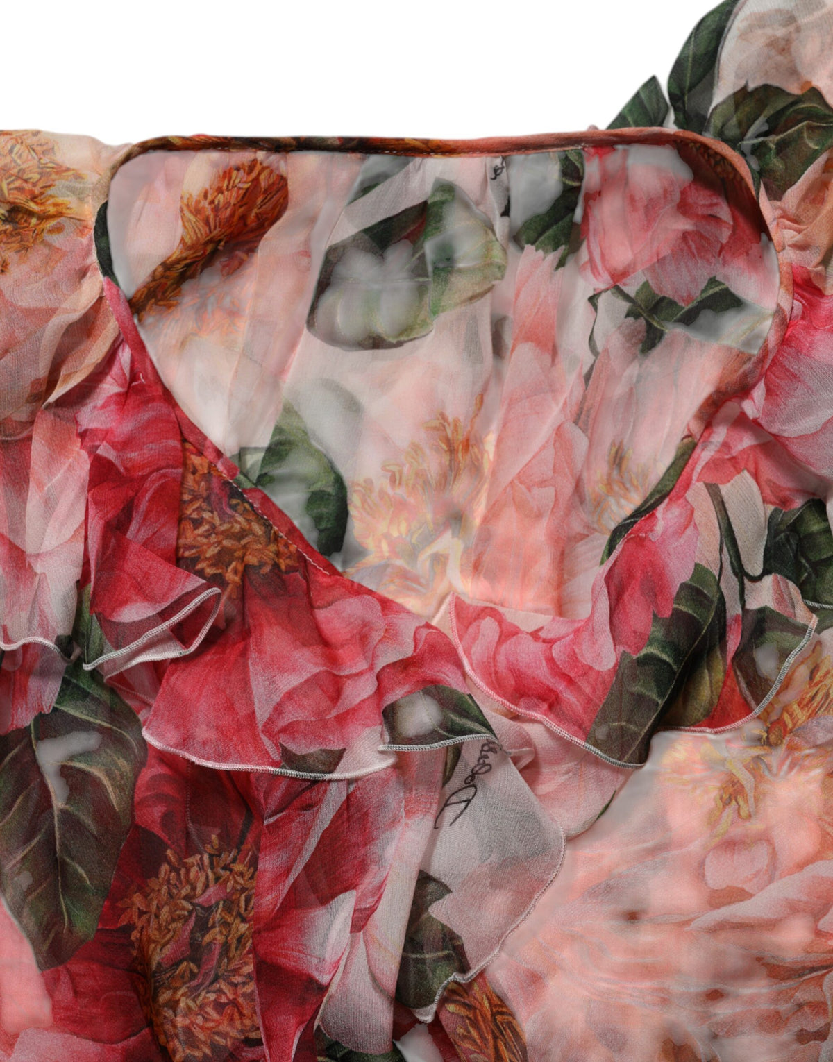 Dolce & Gabbana Blusa con scollo a V con stampa rosa in seta