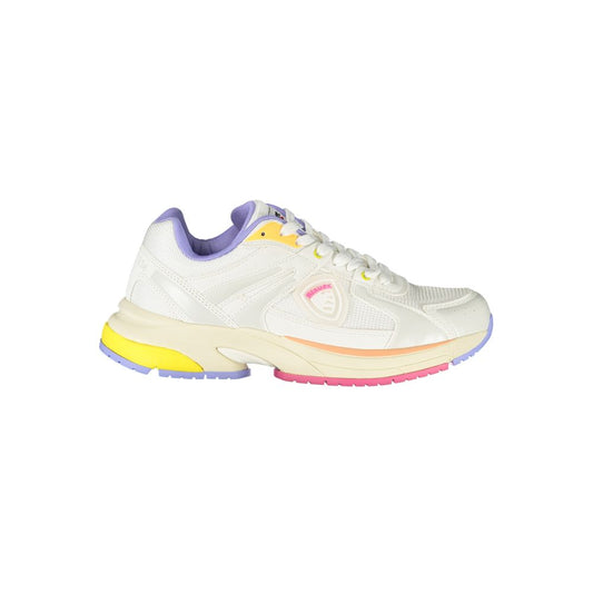 Blue sneaker made of white polyester