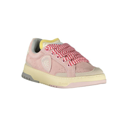 Blauer Rosa Polyurethan-Sneaker für Damen