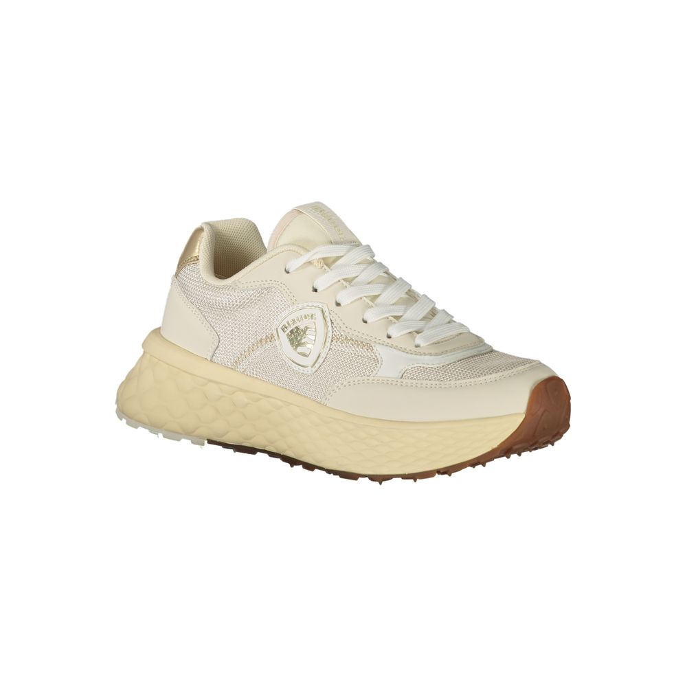 Blauer Beige Genuine Leather Sneaker