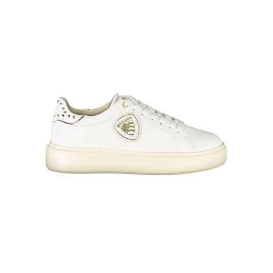 Blue and white polyester sneakers