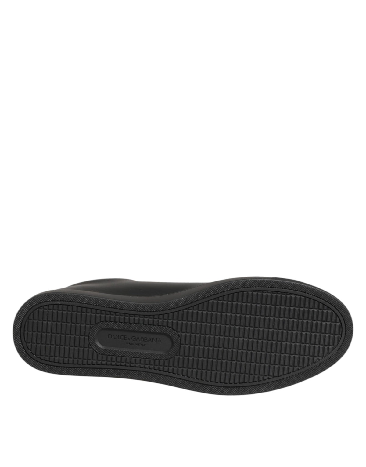 Dolce & Gabbana Schwarze Kalbsleder-Sneaker mit Kristallherz