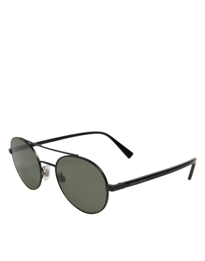 Dolce & Gabbana Sonnenbrille mit mattschwarzem Stahlrahmen und grauen Gläsern