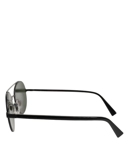Dolce & Gabbana Sonnenbrille mit mattschwarzem Stahlrahmen und grauen Gläsern
