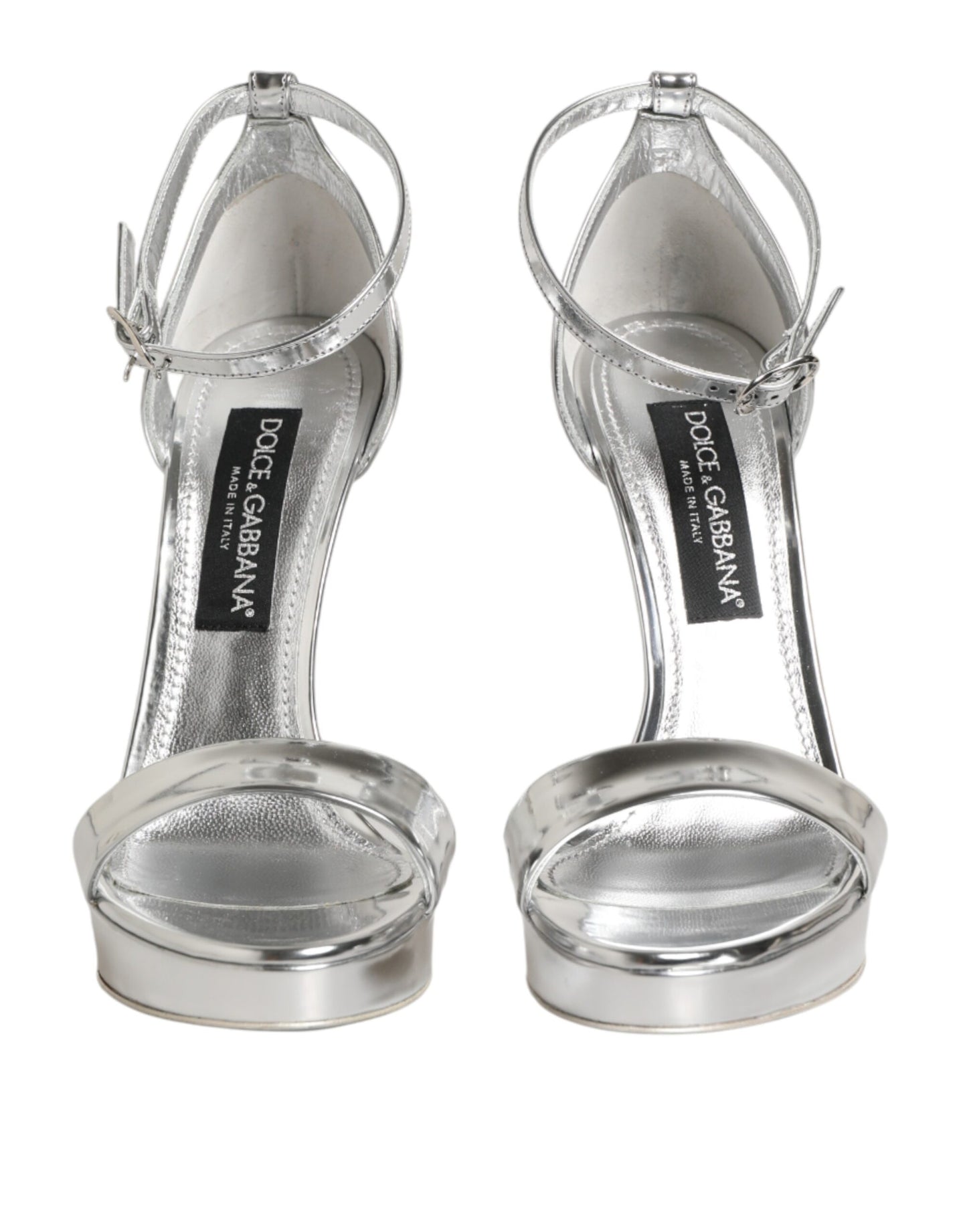 Dolce & Gabbana Silberne Leder-Plateau-Sandalen Keira