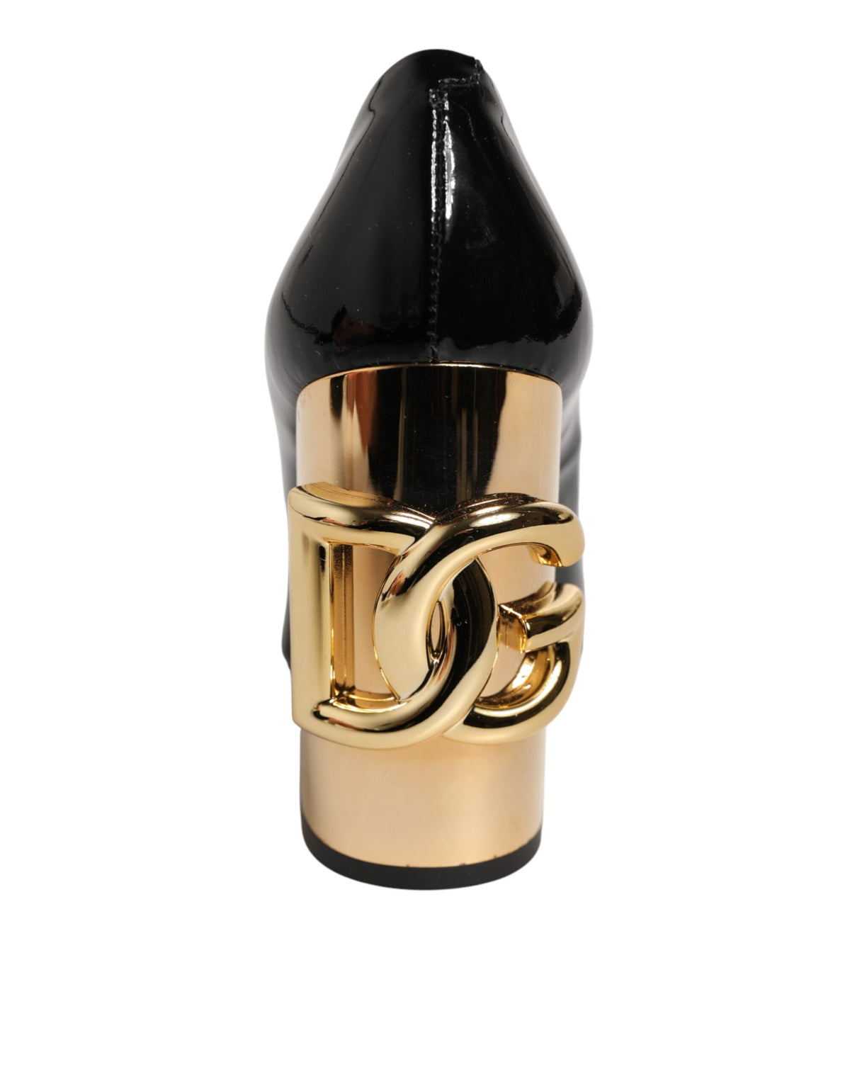 Dolce & Gabbana Décolleté Nere in Vernice con Tacco DG Dorato