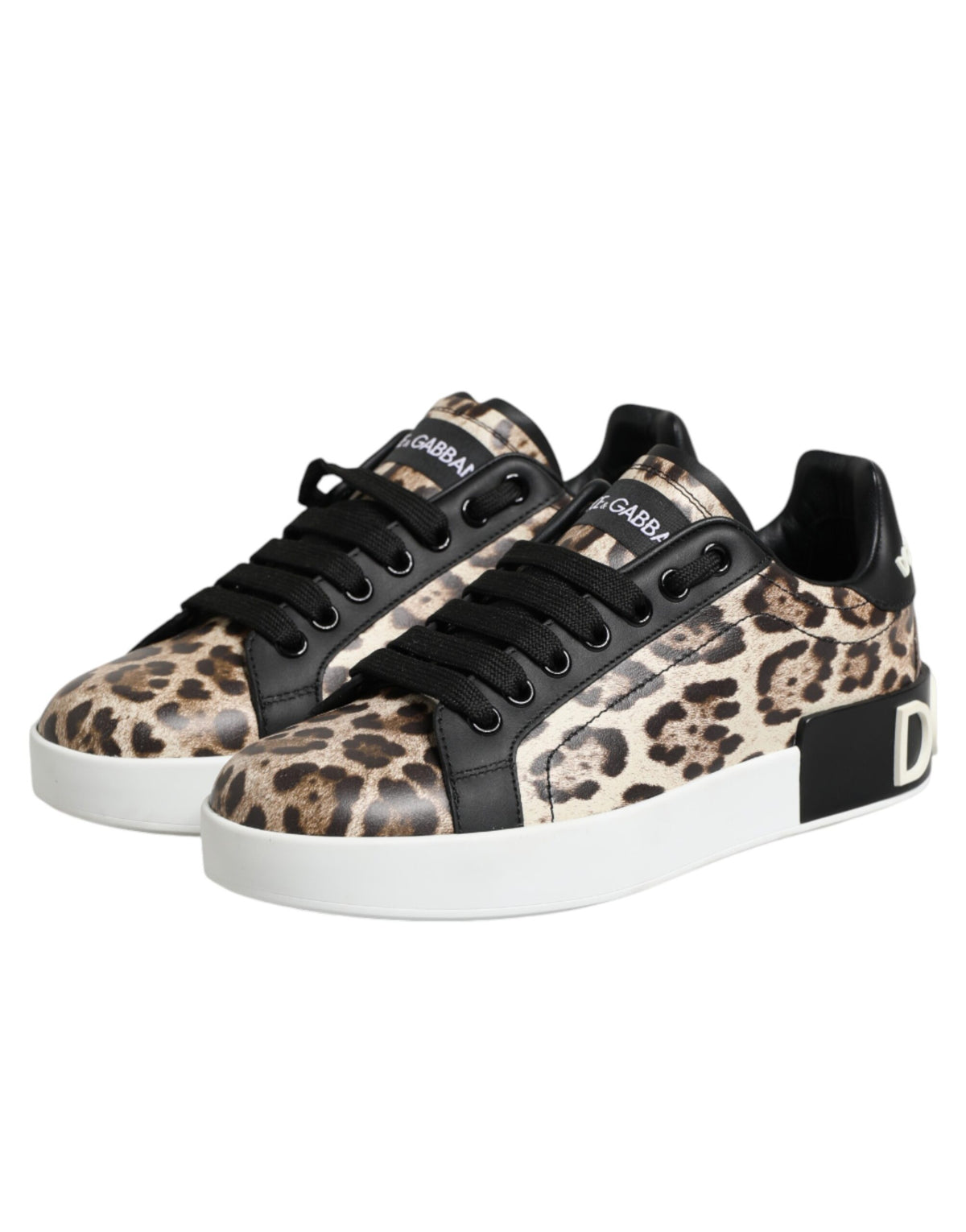 Dolce & Gabbana Sneaker Marroni con Stampa Leopardata in pelle