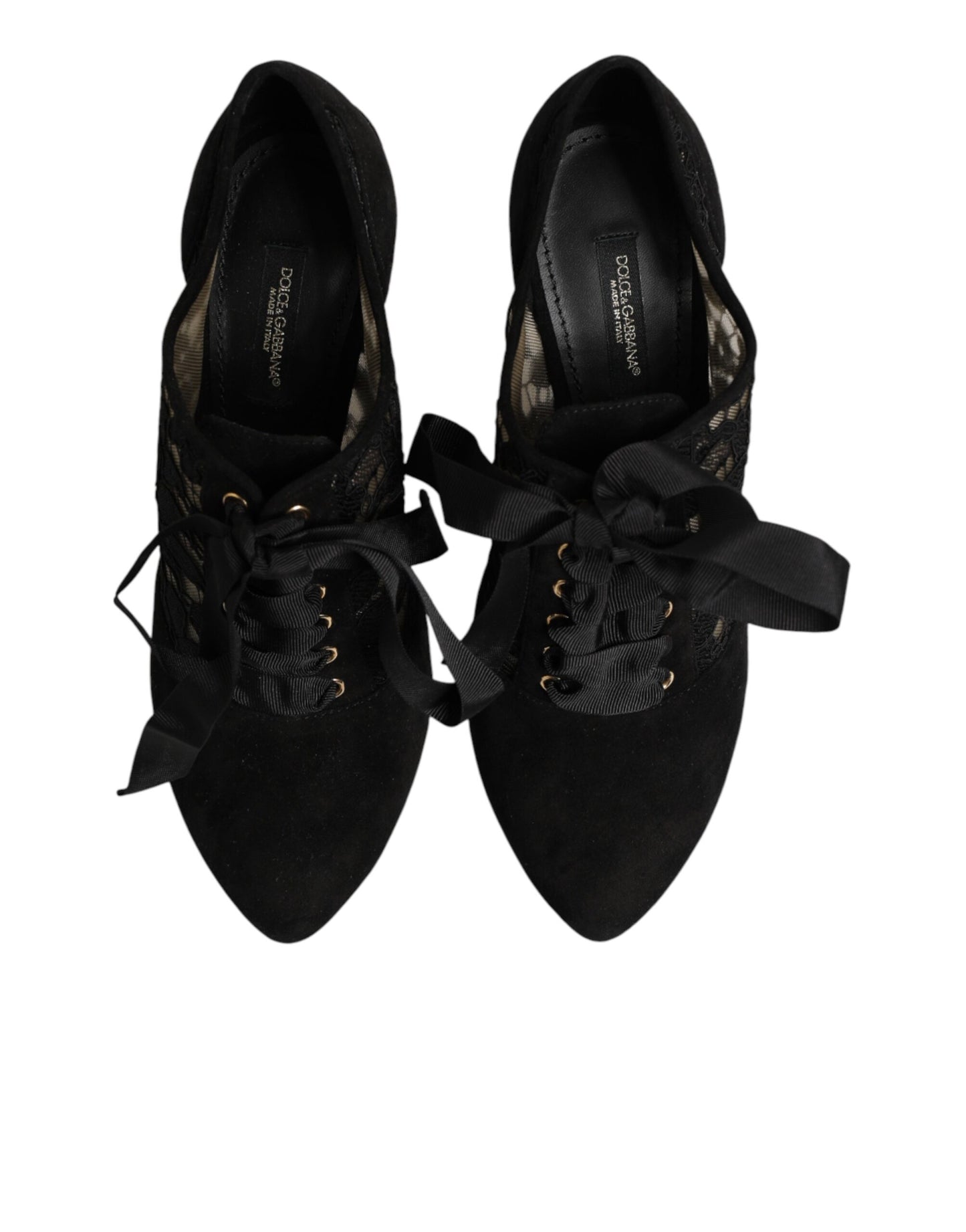 Dolce & Gabbana Schwarze Blumen-High-Heels mit Schnürung, Pumps
