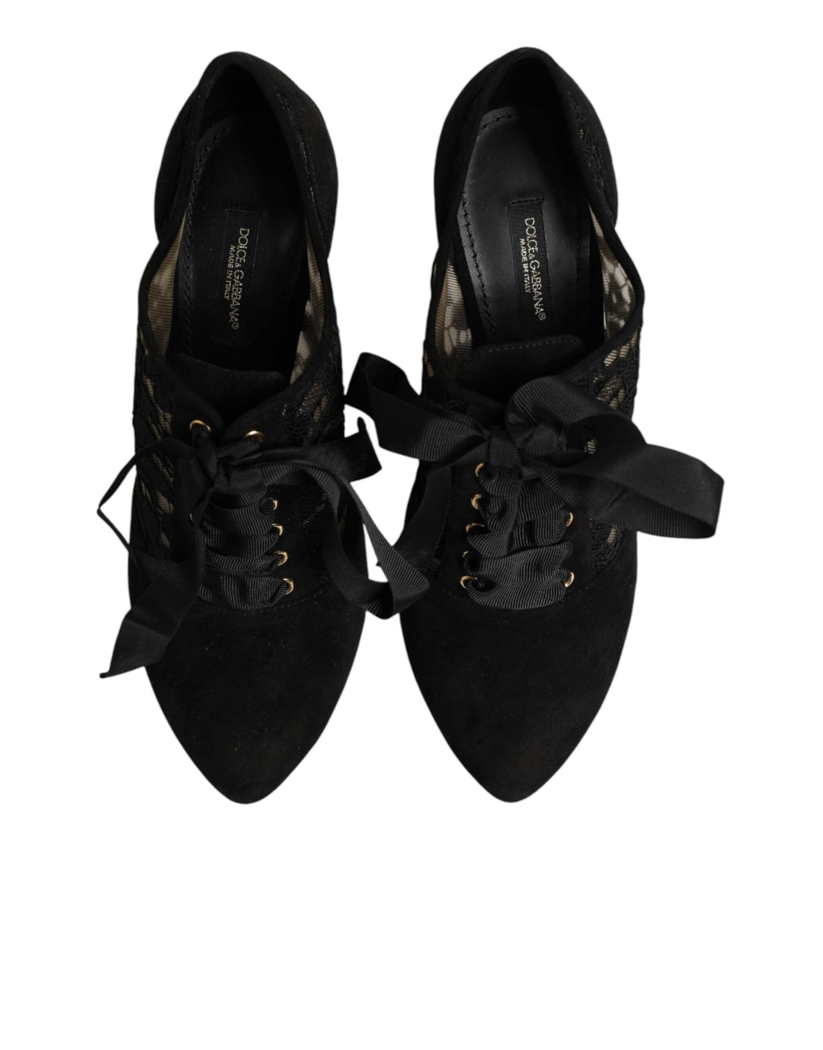 Dolce & Gabbana Black Floral High-Heel Lace-Up High Heels