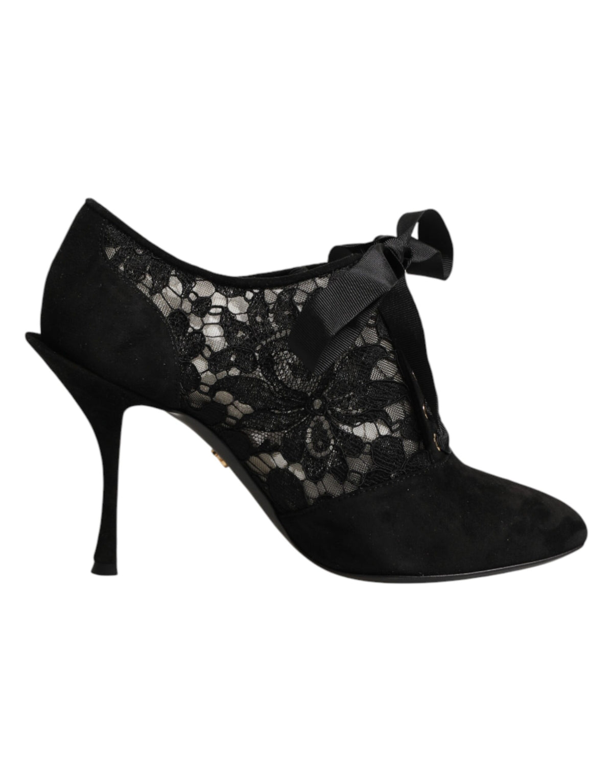 Dolce & Gabbana Black Floral High-Heel Lace-Up High Heels