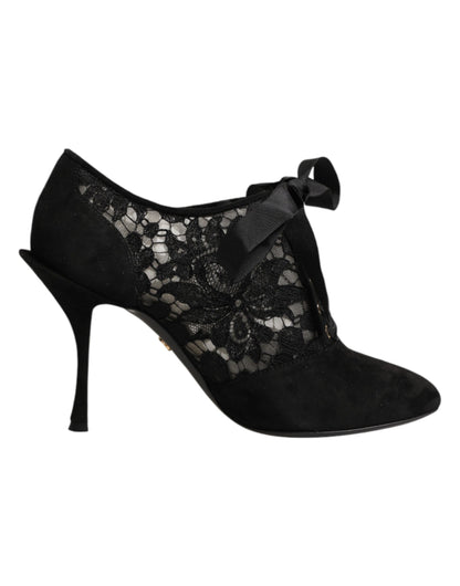 Dolce & Gabbana Schwarze Blumen-High-Heels mit Schnürung, Pumps